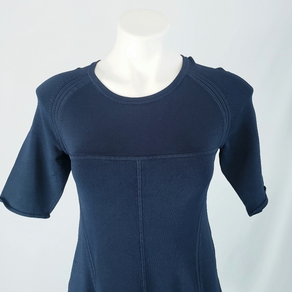 A.L.C Shelby Seamed Raglan Fit and Flare Dress Navy - Picture 3 of 14